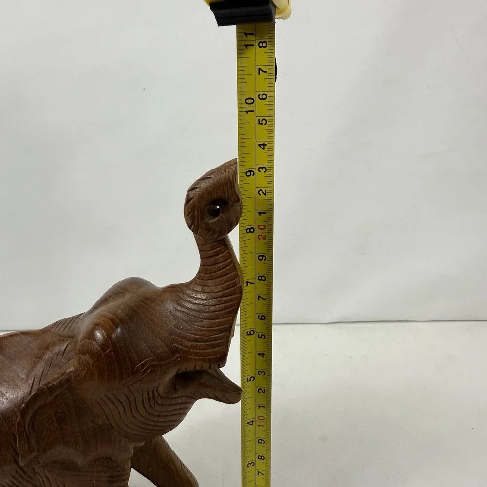 Vintage Hand Carved Wood Elephant Decor Solid Teakwood‎ Home Shelf Thailand